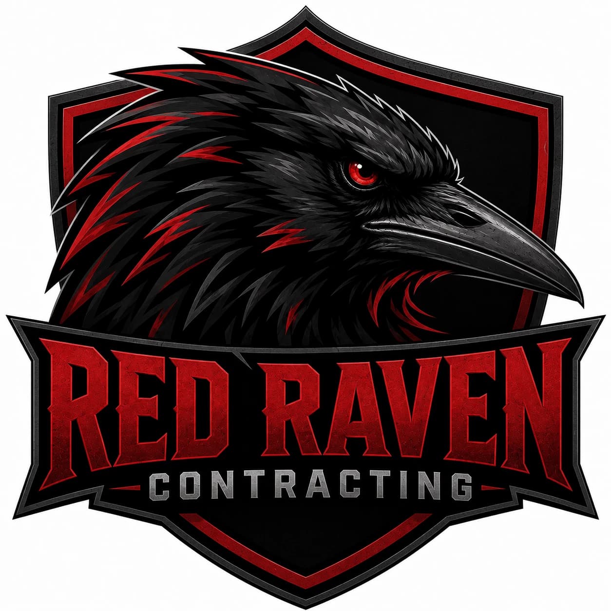 Original AI-generated Red Raven logo showing raster textures